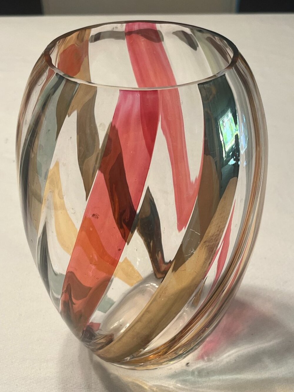 Vintage Crate & Barrel Colorful Swirl Vase